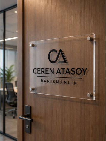 Kabartma Harfli Ofis Tabelası Şeffaf