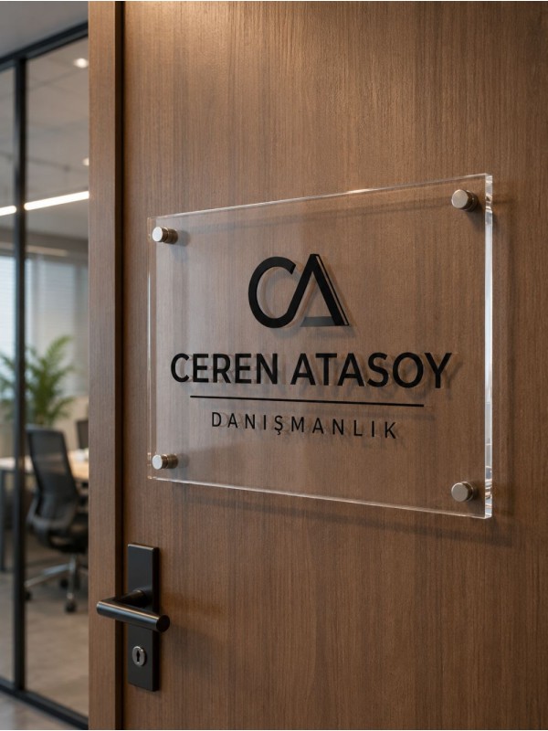 Kabartma Harfli Ofis Tabelası Şeffaf